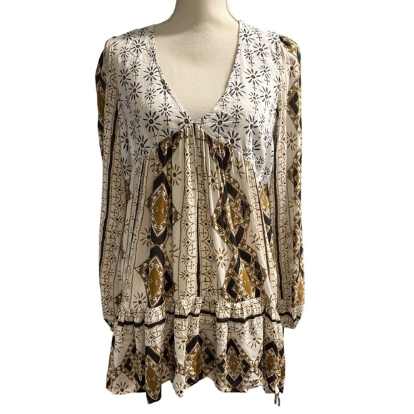 Free People Tops - Free People Top Babydoll Oversized Tunic Boho Tiered Hi Low Size S Festival